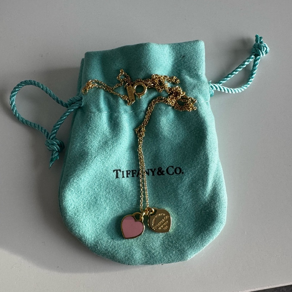 Tiffany & Co. Gold Necklace with Heart Charms